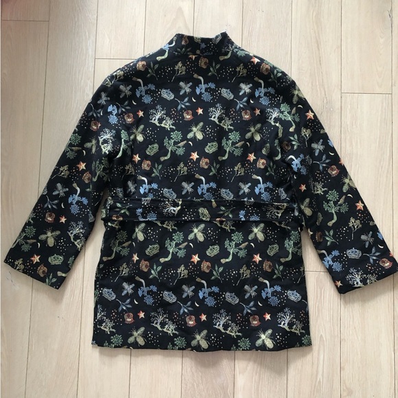 H&M Botanical Embroidered Midi Length Jacket in Black Size S - Picture 4 of 15